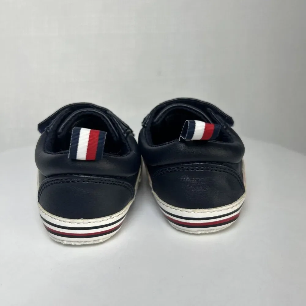 Tommy Hilfiger Baby Shoes size 2, Hook & Loop Closure Black White Red
